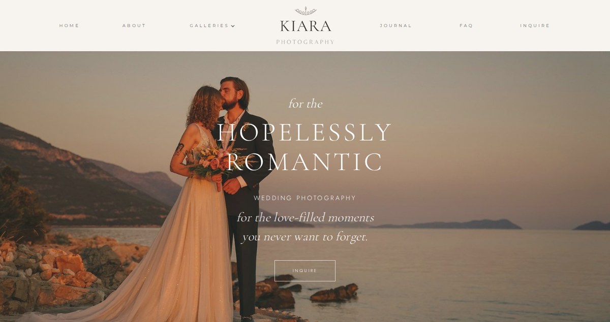 The Kiara demo site home page