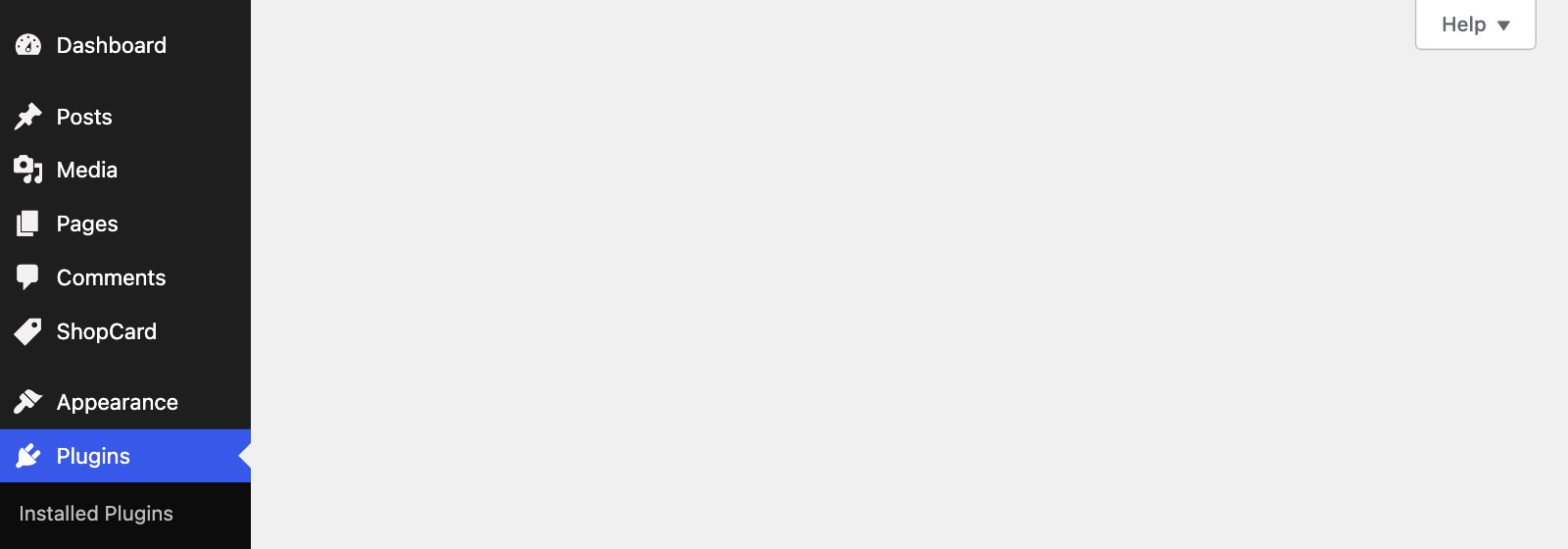 The WordPress plugin uploader with shopcard.zip chosen